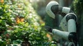 Robot tending to plants in a lush garden - generative ai