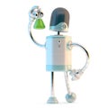 Robot with test flask. Technology research concept. 3D illustration. Isolated