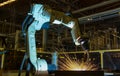 Robot test run welding program Royalty Free Stock Photo