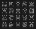 Robot simple white line icons vector set