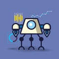 Robot with three feet technology isolated icon Royalty Free Stock Photo