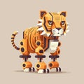 Robot tiger cyborg machine character logo mascot vector illustration