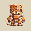 Robot tiger cyborg machine character logo mascot vector illustration