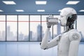 Robot with tin can Royalty Free Stock Photo