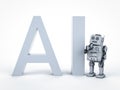 Robot tin toy with ai text