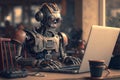 Robot took away the workplace from an office employee and now instead works as a clerk, doing boring monotonous work at