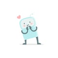 Robot toy love you and shy. Cute small new emoji sticker Icon. Very cute for child kid picture with heart. You are