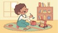 Robot toy repair: Child fixing a robot toy with tools, hands-on tech repair and problem-solving vector design Generative AI