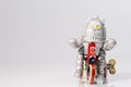 A robot toy is riding bicycle Royalty Free Stock Photo