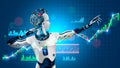 Robot trader assistant on forex market. Automated trading system. Software of stock market. Advisor with artificial intelligence.