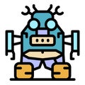Robot transformer icon color outline vector Royalty Free Stock Photo