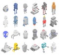 Robot transformer icons set, isometric style Royalty Free Stock Photo