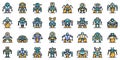 Robot-transformer icons vector flat Royalty Free Stock Photo