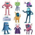 Robot. Transformer robots, modern technology android assistant. Friendly futuristic devices cartoon vector characters