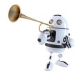 Robot trumpet player. Technology concept. 3D illustration.