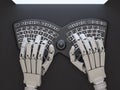 Robot typing on conceptual self-illuminated keyboard