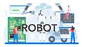 Robot typographic header. Robotic engineering and constructing. Royalty Free Stock Photo