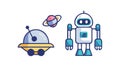 Robot UFO Icon: Sci-Fi, AI Space Exploration Vector Design Generative AI Royalty Free Stock Photo