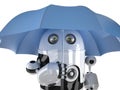 Robot with umbrella. Technology concept. Contains clipping path Royalty Free Stock Photo