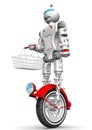 Robot on unicycle with grocery basket