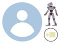 Robot and User Avatar with Video Icon Representing Technology and Digital Interaction Royalty Free Stock Photo