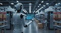 AI Robot in a Modern Warehouse Royalty Free Stock Photo