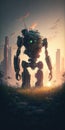 Robot Utopia Robots Replace Humans Sustainable Living No War Landscape Mobile Wallpaper. Generative AI