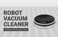 Robot vacuum cleaner advertising banner realistic vector smart technology household appliance