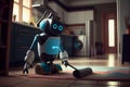 robot with vacuum cleaner doing housework.generative ai