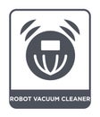 robot vacuum cleaner icon in trendy design style. robot vacuum cleaner icon isolated on white background. robot vacuum cleaner Royalty Free Stock Photo