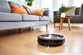 robot vacuum cleaner scanning a living room floor