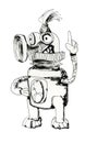 Robot  vintage toys and character. Ink drawing. Royalty Free Stock Photo