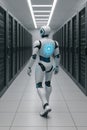Robot Walking In Modern Data Center 091125 Royalty Free Stock Photo