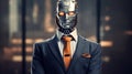 A robot wearing a business suit. Generative AI