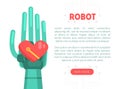 Robot Website, Landing Page Template, Robotic Software, Automation, Artificial Interlligence oncept Vector Illustration