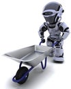 Robot with a wheel barrow