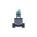 Robot with wheels flat style icon