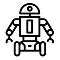 Robot on wheels line icon. Movable android vector illustration isolated on white. Cyborg character outline style design