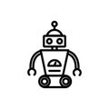 Robot wheels mascot automation technology character linear design