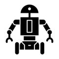 Robot on wheels solid icon. Movable android vector illustration isolated on white. Cyborg character glyph style design