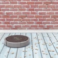 Robot Wireless Vacuum Cleaner Working on a Wooden Floor. 3d Rend