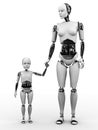 Robot woman with her child. Royalty Free Stock Photo