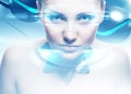 Robot woman with lighting eyes Royalty Free Stock Photo