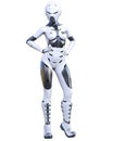 Robot woman. Matte metal droid. Artificial Intelligence