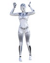 Robot woman. Metal droid.Conceptual fashion art