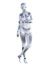 Robot woman. Metal droid.Conceptual fashion art