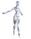 Robot woman. Metal droid.Conceptual fashion art