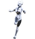 Robot woman. Matte metal droid. Artificial Intelligence