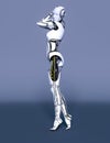 Robot woman. White metal droid. Artificial Intelligence