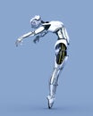 Robot woman. White metal droid. Artificial Intelligence